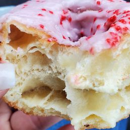 Wonderful strawberry doughnut.