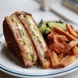 Odds Bar - Tomato and Avocado Grilled Cheese with fries and salad