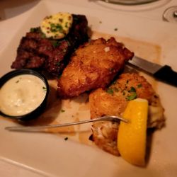 Top of the 80's - Steak, crab cake and potato pancake