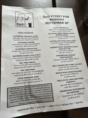 Menu photo 1 DoG Street Pub Williamsburg, VA Menu photo 1 DoG Street Pub Williamsburg, VA