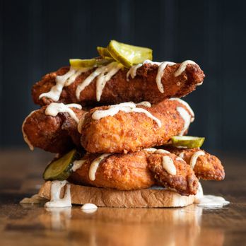Fry the Coop - Chicken Tenders, House Fries, homemade Coleslaw, White Bread, Sweet and Spicy Bread and Butter Pickles, with choice of two sauces. - American Near Me - Oak Lawn, Illinois