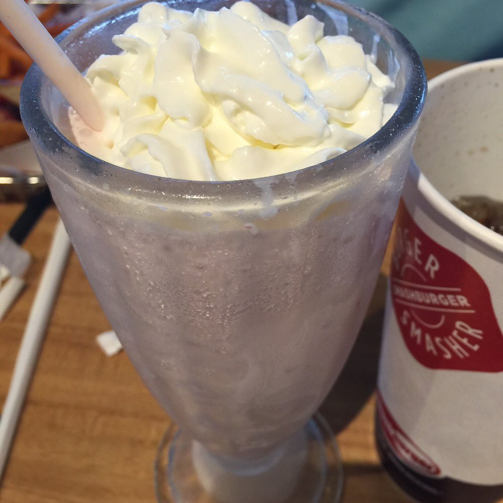 Smashburger - Strawberry milkshake with lots of whip cream.... - Burgers Near Me - Southington, Connecticut