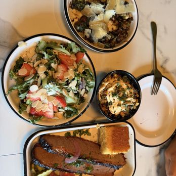 Oak & Ember - Brisket meal, corn side, Brussels sprouts side, strawberry fields small salad - Halal Near Me - Ontario, California Oak & Ember - Brisket meal, corn side, Brussels sprouts side, strawberry fields small salad - Halal Near Me - Ontario, California