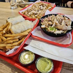 Kickin' Chicken - Chicken and rice. Wrap with no lettuce add rice with fries. A chicken bowl