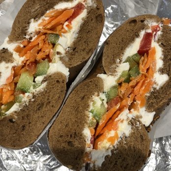 NY Bagels & Cafe - Whole Wheat Everything Bagel with Tofu Veggie CC - my favorite! - Bagels Near Me - New York, New York NY Bagels & Cafe - Whole Wheat Everything Bagel with Tofu Veggie CC - my favorite! - Bagels Near Me - New York, New York