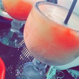 Frozen half peach half strawberry margs