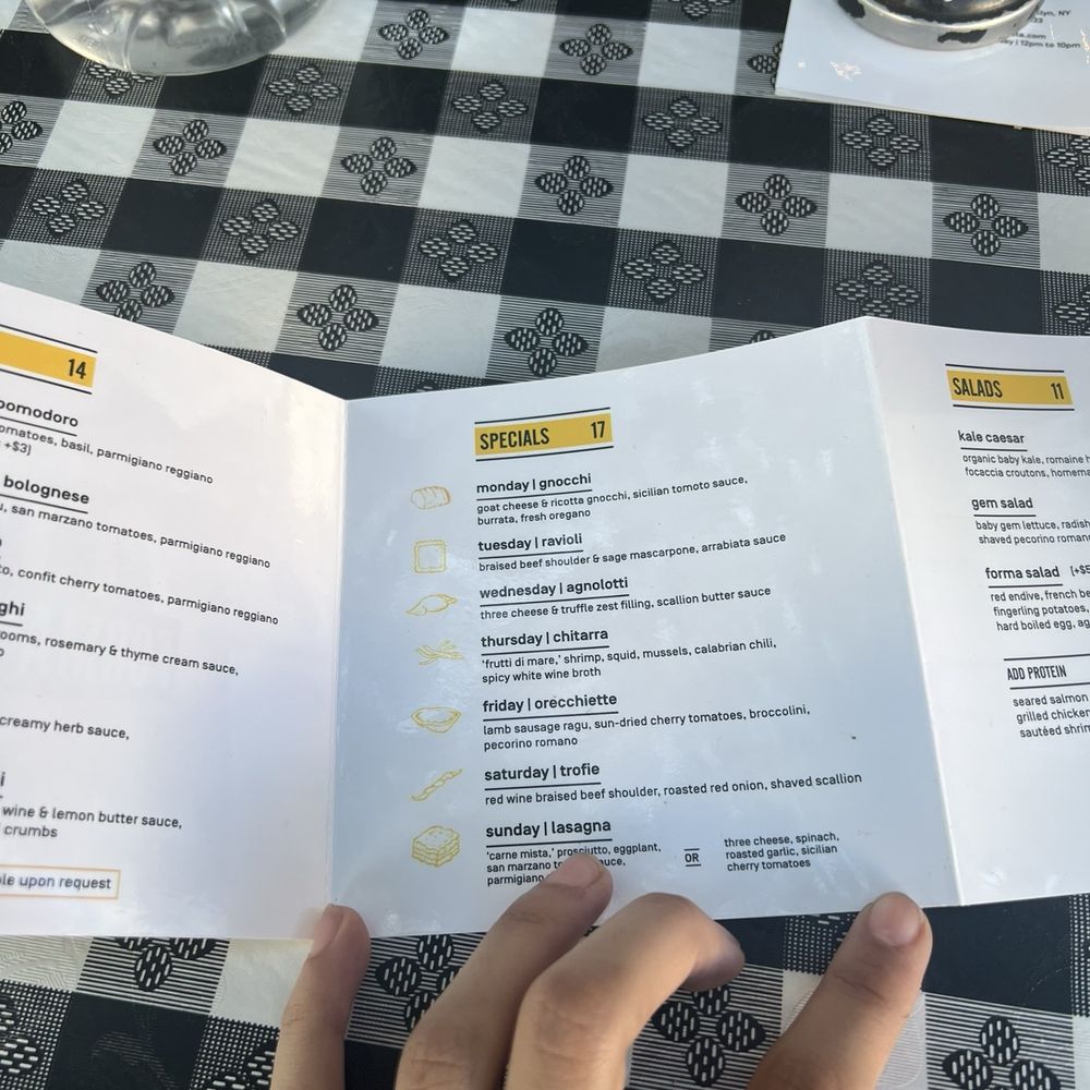 Forma Pasta Factory - menu - Pasta Shops Near Me - Brooklyn, New York Forma Pasta Factory - menu - Pasta Shops Near Me - Brooklyn, New York