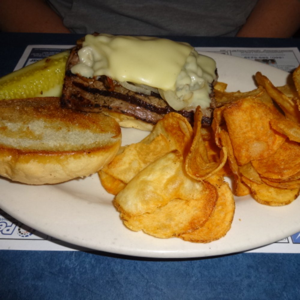 Crabby Al's - Steak sandwich & chips, at Crabby Al's in Thomaston, CT. - Seafood Near Me - Thomaston, Connecticut