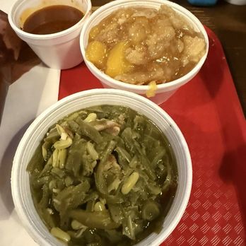 B. Cooper Barbecue - Green beans Prime Brisket 1/2 Lb beef Spare Ribs - 1 Lb peach cobbler - Barbeque Near Me - Austin, Texas