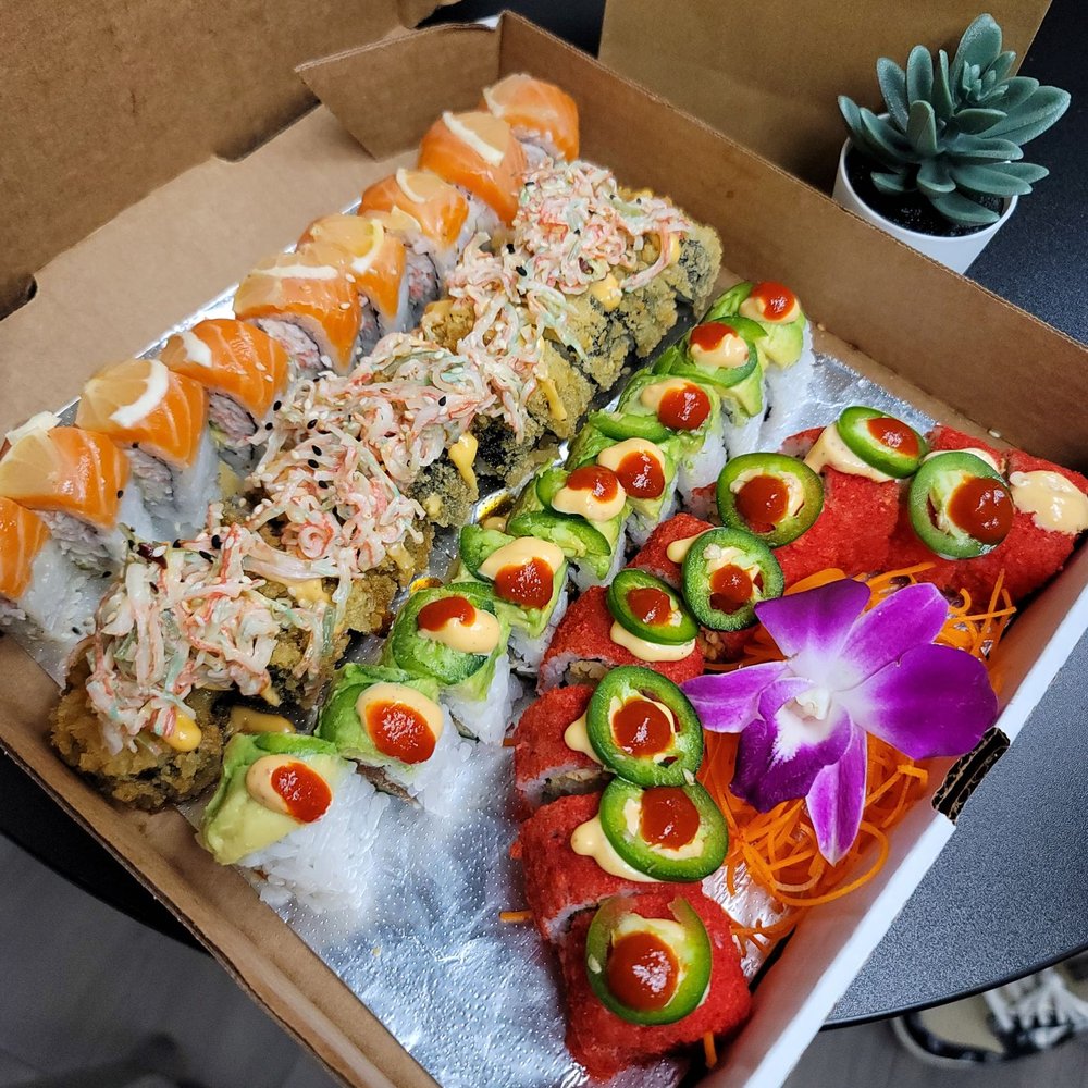 Keyaki Sushi - Sunset, Chata, Hot Cheeto, Sakura rolls (not in order) - Sushi Bars Near Me - Midvale, Utah Keyaki Sushi - Sunset, Chata, Hot Cheeto, Sakura rolls (not in order) - Sushi Bars Near Me - Midvale, Utah