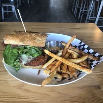 Commerce Cafe - Crispy Pork Chop Sandwich with fries and aioli. - Cafes Near Me - Lockhart, Texas Commerce Cafe - Crispy Pork Chop Sandwich with fries and aioli. - Cafes Near Me - Lockhart, Texas