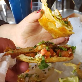 Mr Taco - Side view of tasteless tostada-taco hybrid. - Mexican Near Me - Redlands, California Mr Taco - Side view of tasteless tostada-taco hybrid. - Mexican Near Me - Redlands, California