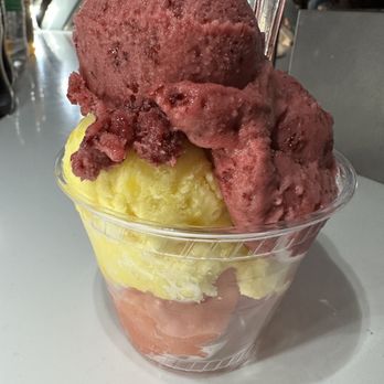 Cocolini - 3 flavors$10.50 Bottom to top- guava, mango, blackberry Sorbet  8/2023 - Gelato Near Me - Las Vegas, Nevada