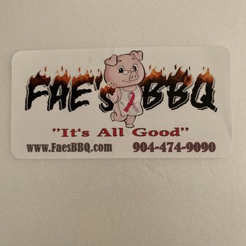 Fae's BBQ - a sticker on a refrigerator - Food Trucks Near Me