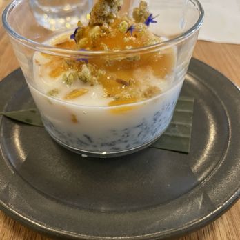 Jo's Modern Thai - Sweet Blue Sticky Rice & Mango Sorbet (V)(GF) - Thai Near Me - Oakland, California Jo's Modern Thai - Sweet Blue Sticky Rice & Mango Sorbet (V)(GF) - Thai Near Me - Oakland, California
