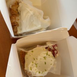 Banana cream & cranberry key lime pie slices Banana cream & cranberry key lime pie slices