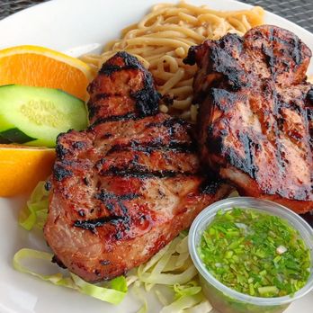 Chason's - Pork chops with garlic noodles - Seafood Near Me - Elk Grove, California