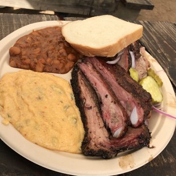 Micklethwait Craft Meats - 01.21.2020 brisket, pork spare ribs, pork shoulder; beans, jalapeno cheese grits (BOMB DOT COM) - Food Trucks Near Me - Austin, Texas Micklethwait Craft Meats - 01.21.2020 brisket, pork spare ribs, pork shoulder; beans, jalapeno cheese grits (BOMB DOT COM) - Food Trucks Near Me - Austin, Texas