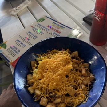 Barefoot Hide A Way Grill - The Bowl! Potatoes, sausage egg and cheese! - Seafood Near Me - Panama City Beach, Florida
