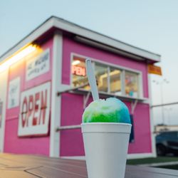 Ice Wizard Shaved Ice - one of my personal favorite flavors half blue cocount half banana w/ cream!