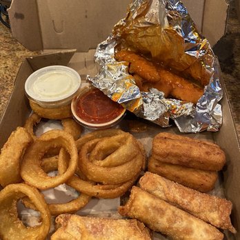 John's Pizza & Subs - Sampler Platter. Onion rings, pizza logs, mozzarella sticks & med fingers. - Pizza Near Me - Grand Island, New York John's Pizza & Subs - Sampler Platter. Onion rings, pizza logs, mozzarella sticks & med fingers. - Pizza Near Me - Grand Island, New York