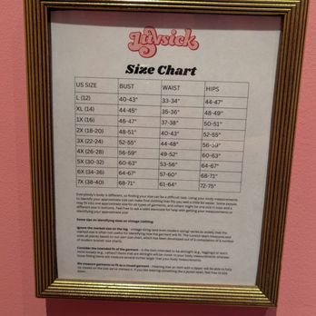 Luvsick Plus - Size chart - Plus Size Fashion Near Me - Chicago, Illinois