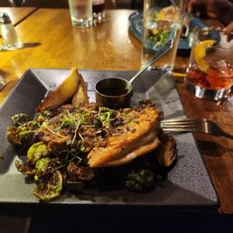 Roast chicken with brussels sprouts