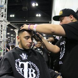 Belltown Barbers - Andrew a.k.a native the barber in action at the DUB SHOW LOS ANGELES 2016...