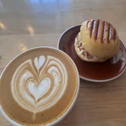 Sens Cafe - Flat white and Ham & cheese slider