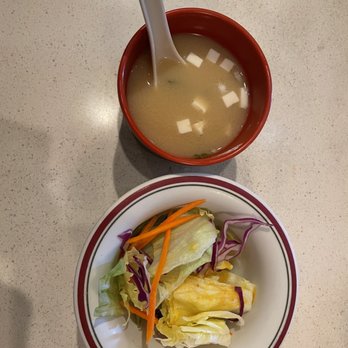 Take Sushi - Miso Soup and salad to start - Japanese Near Me - Rochester Hills, Michigan