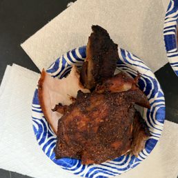 My plate of chicken, brisket, turkey and ribs My plate of chicken, brisket, turkey and ribs