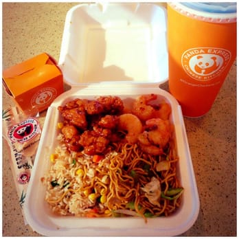 Panda Express - Orange Chicken & Honey Walnut Shrimp Combo, Jumbo Drink (3 sides) $12.53 - Chinese Near Me - Delano, California