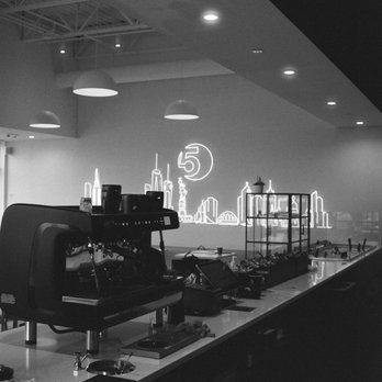 5 Borough Bagles - a black and white photo of a coffee shop - Bagels Near Me - Urbandale, Iowa