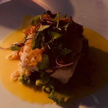 The Stonehouse Restaurant - Halibut (bad pic) - New American Near Me - Santa Barbara, California