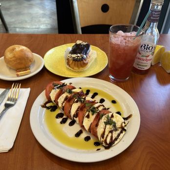 Dolce Caffe - Caprese salad and eclair - Breakfast & Brunch Near Me - Reno, Nevada
