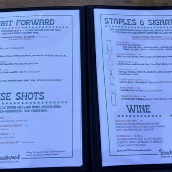 Beachwood Brewing & Distilling - Menu 3/2026 - Distilleries Near Me - Long Beach, California