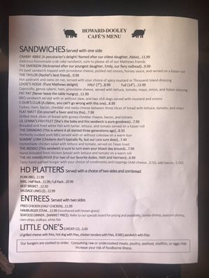 Menu photo 2 Howard Dooley Cafe Mathews, VA