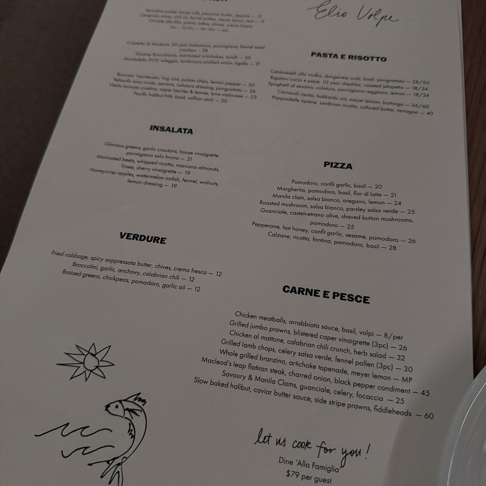 Osteria Elio Volpe - Menu - Italian Near Me - Vancouver, British Columbia Osteria Elio Volpe - Menu - Italian Near Me - Vancouver, British Columbia