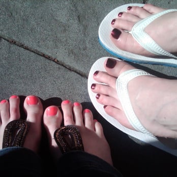 The Corner Nail - My pedi on the left, in a shade of China Glaze, and my housemate's on the right, in an OPI shade. - Nail Salons Near Me - Dorchester, Massachusetts The Corner Nail - My pedi on the left, in a shade of China Glaze, and my housemate's on the right, in an OPI shade. - Nail Salons Near Me - Dorchester, Massachusetts