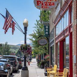 Exterior outside entrance of Red Lodge Pizza - A beautiful day in Red Lodge. - Red Lodge, Montana Exterior outside entrance of Red Lodge Pizza - A beautiful day in Red Lodge. - Red Lodge, Montana