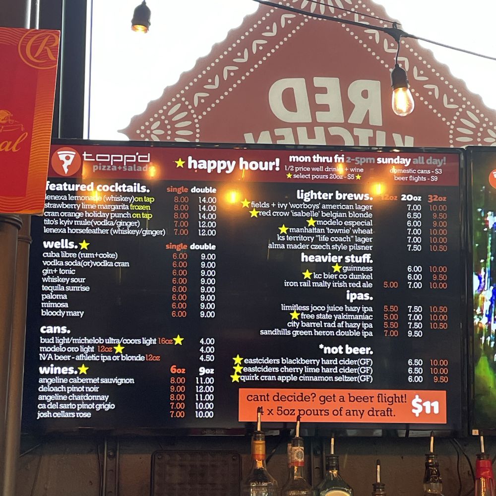 Topp'd - Bar board/menu - Pizza Near Me - Lenexa, Kansas Topp'd - Bar board/menu - Pizza Near Me - Lenexa, Kansas