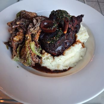 Di Vino Rosso - Boar shank with brussels & mash - Italian Near Me - Columbia, South Carolina Di Vino Rosso - Boar shank with brussels & mash - Italian Near Me - Columbia, South Carolina