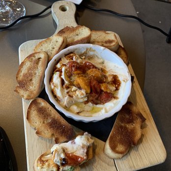 Old Town Wine House - Roasted tomato ricotta dip - Wine Bars Near Me - Lewisville, Texas