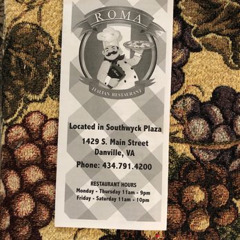 Roma Italian Restaurant - Roma Menu Cover - Italian Near Me - Danville, Virginia Roma Italian Restaurant - Roma Menu Cover - Italian Near Me - Danville, Virginia