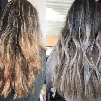 HAUS OF BLONDE - Before & after! Look at that blenddd.  She left me with the hair of my dreams after one session with her! - Hair Salons Near Me - Poway, California