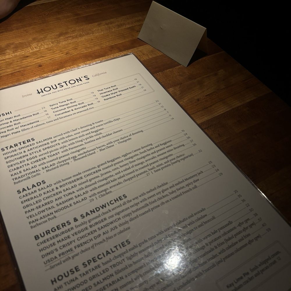 Houston's Restaurant - Menu - New American Near Me - Irvine, California