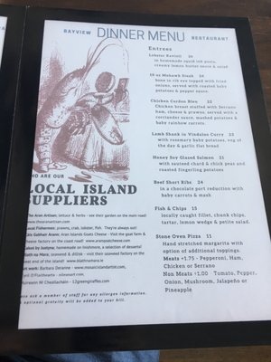 Menu photo 1 Bay View Restaurant Kilronan, G