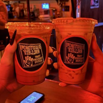 Fortune Teller - Cherry Cold Brew (right) and Deep Purple (left) - Cocktail Bars Near Me - Austin, Texas
