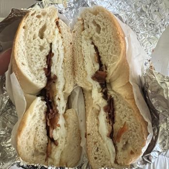 Bagel World - Bacon and egg white on bagel - Bagels Near Me - Arlington, New York