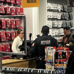 The Uniform Superstore - Security comforting the rude employee with tears after she attempted to attack